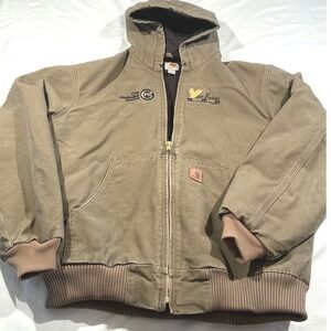 Carhartt Quilted Flannel Lined Active Jacket Mens Large Brown Duck Canvas